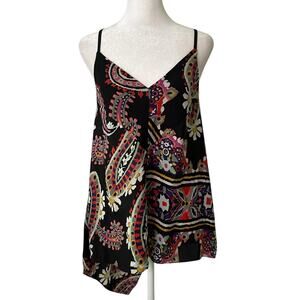 HD in Paris black multicolor paisley silk tank top size 4